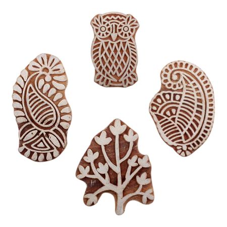 Set of 4 Piece New Mix Wooden Printing Block